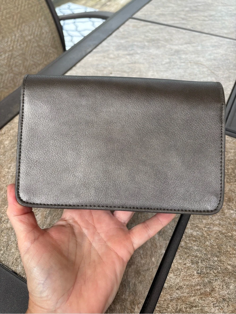 bebe Metallic Gunmetal Gray Studded Crossbody Bag